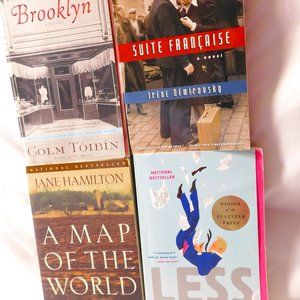 Four Paperback Books: Suite Francaise - Brooklyn -  Map of the World - Less